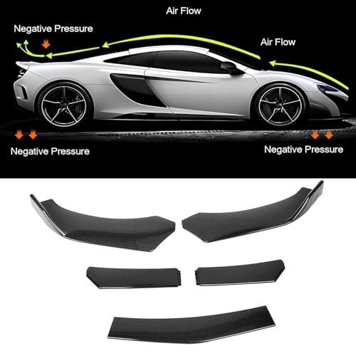 5-Section Universal Front Bumper Lip Spoiler, Gloss Black ABS Glossy Black
