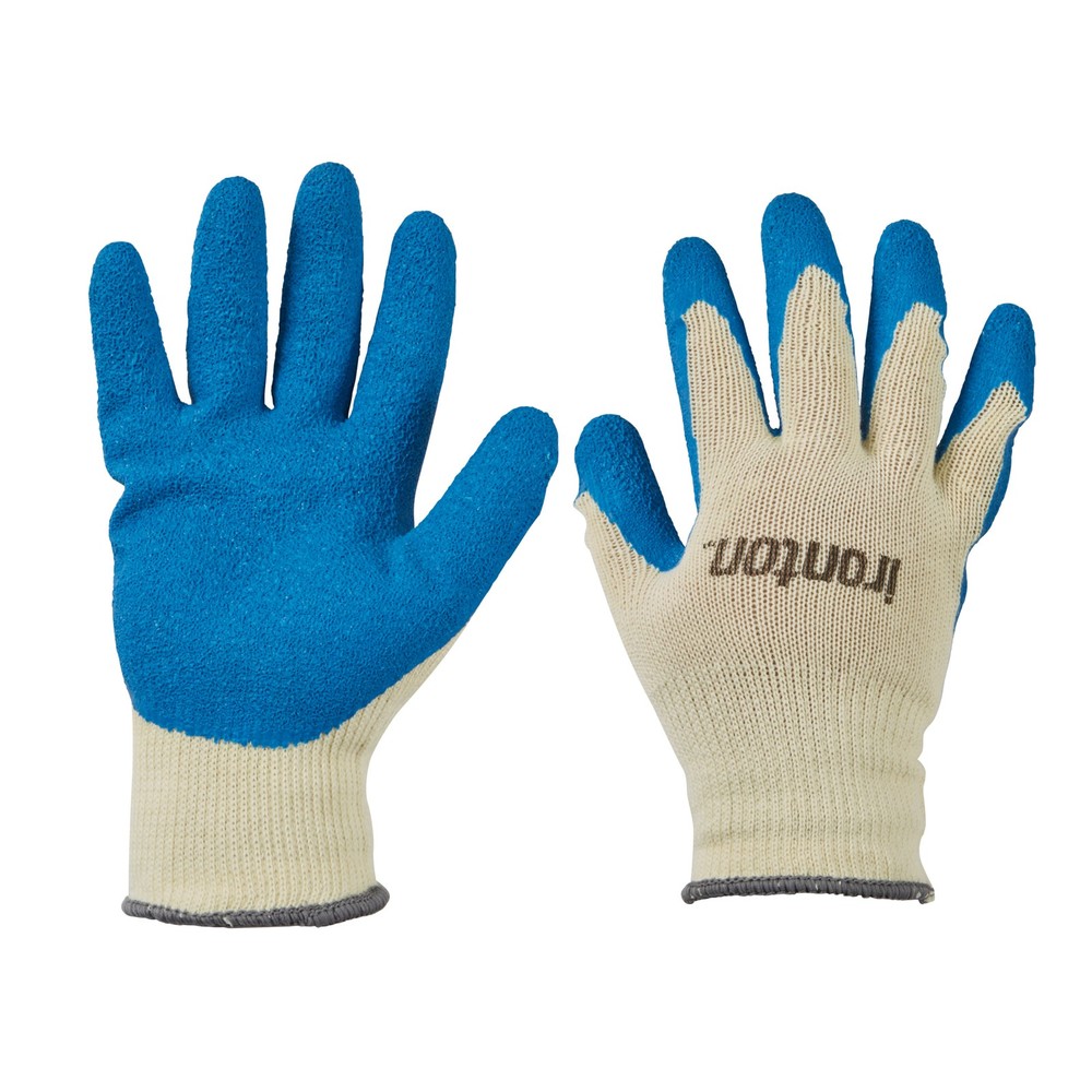 Ironton Latex-Coated Work Gloves, Blue/Gray, Large
