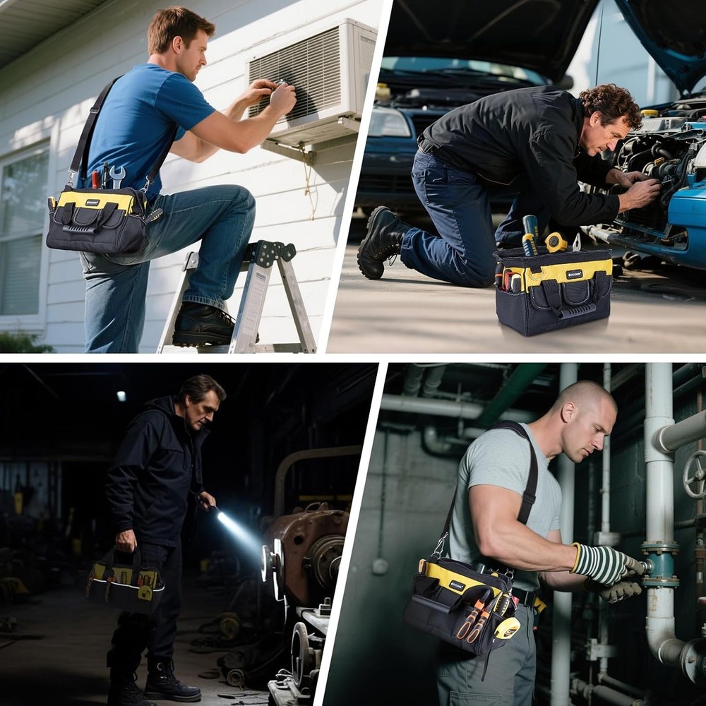 Portable Tool Bag with Ergonomic Handle & Reflective Strips – 12" Standard Base