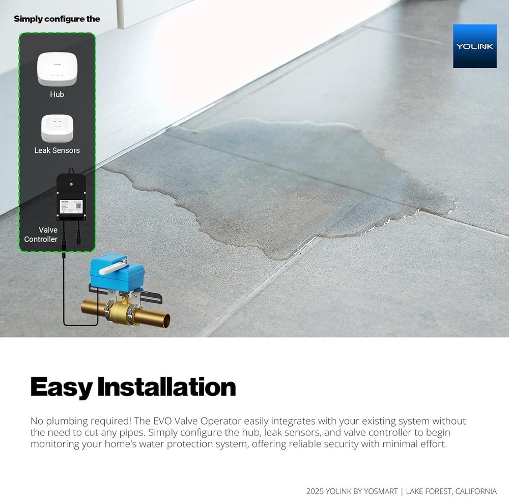 DIY Automatic Water Leak Detection & Shut-Off Starter Kit, EVO Valve Operator...