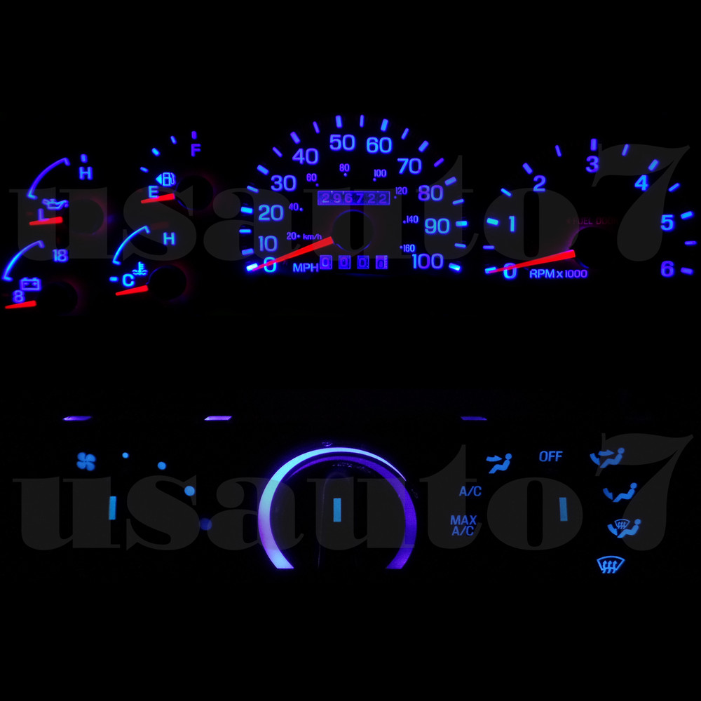 Cluster Gauge & AC Heater Climate Blue LED LIGHTS Fit 97-98 Ford F150 Expedition
