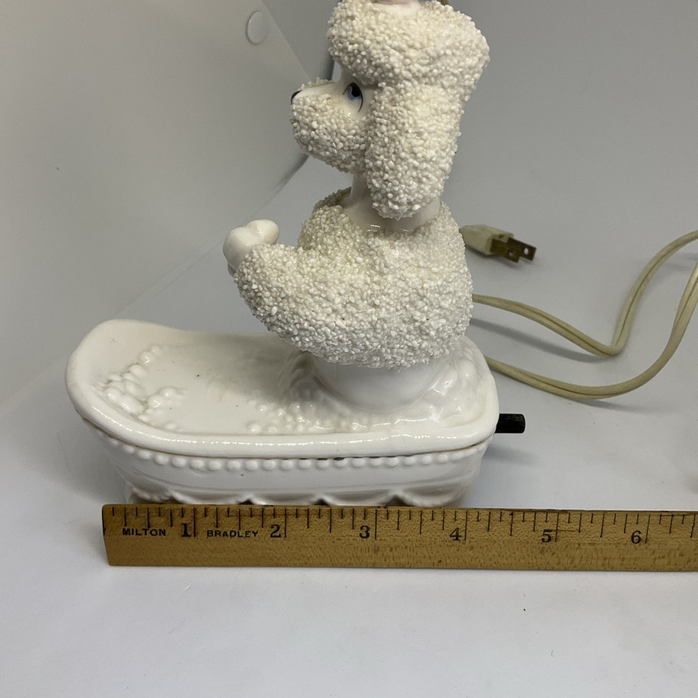 Vintage White Ceramic Poodle in a bathtub Light