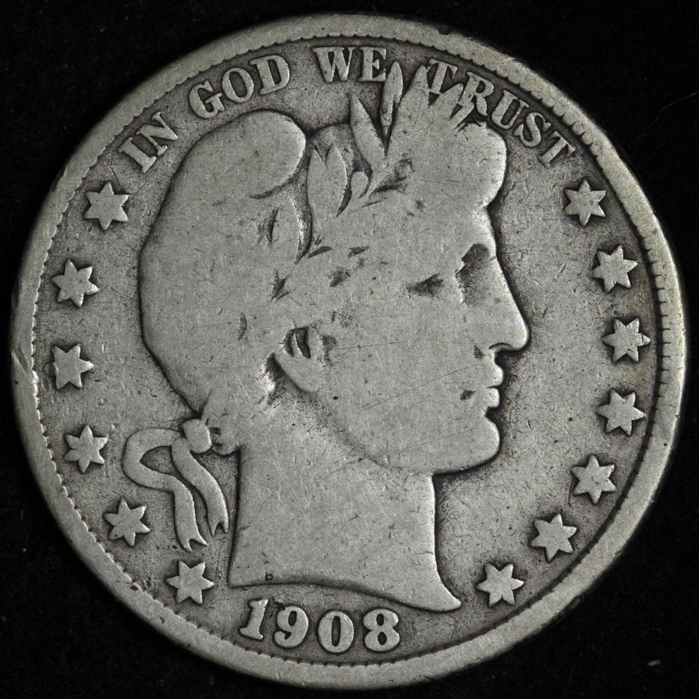 1908-D Barber Silver Half Dollar VG E281 WUCE