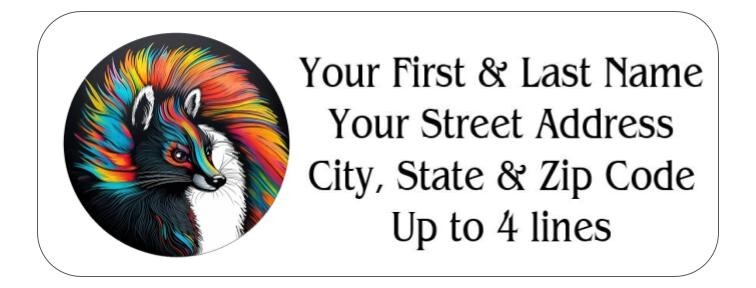 150 Cute Skunk Pop Art Mailing Return Address Labels Personalized