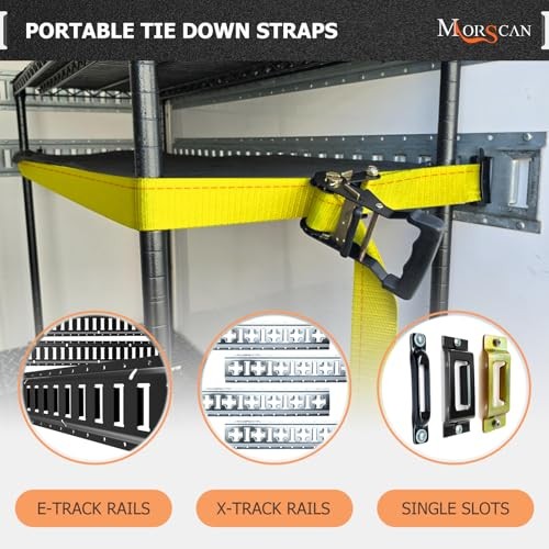 4-Pack Ratchet Straps, 2" x 15' E Track Tie Down Straps 4,400lbs Break E-Track