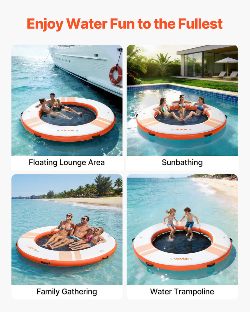 Inflatable Floating Dock, 8 FT Inflatable Dock Platform, Orange