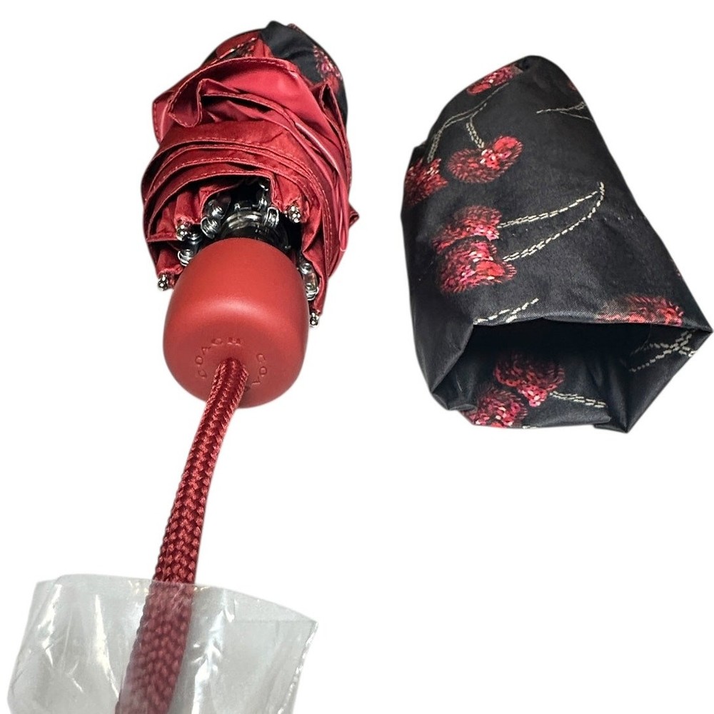 Coach Uv Protection Mini Umbrella With Cherry Print