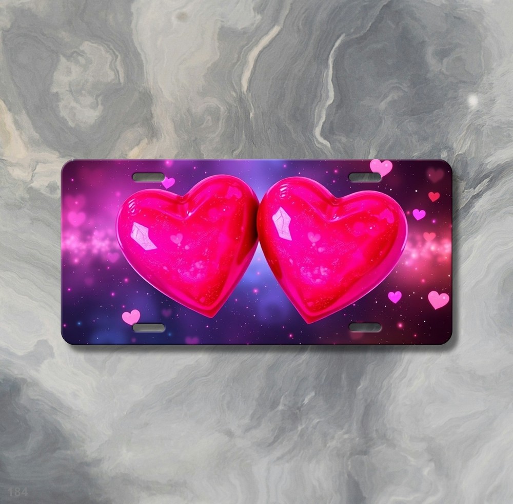 Modern Hearts License Plate Optional Text Vanity Plate Holiday Gift