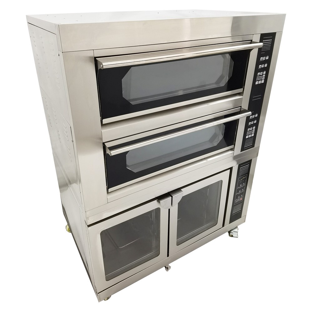 220V Electric Triple Pizza Oven 4 Baking Sheets With Dough Fermentation Machine