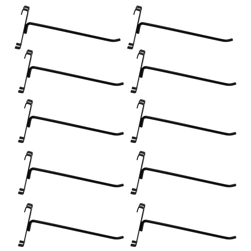 10 Pc GLOSS BLACK 8" Long Gridwall Hooks Grid Panel Display Wire Metal Hanger