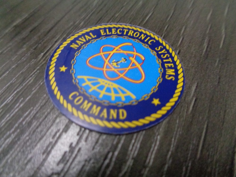 US NAVY STICKER / DECAL NAVAL ELECTRONIC SYSTEMS COMMAND MINI 1 INCH ROUND
