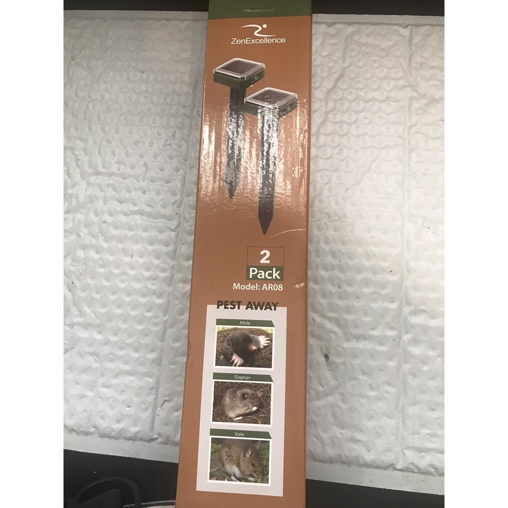 ZenExcellence Mole  Repeller 2pack Model Ar08 Solar Powered