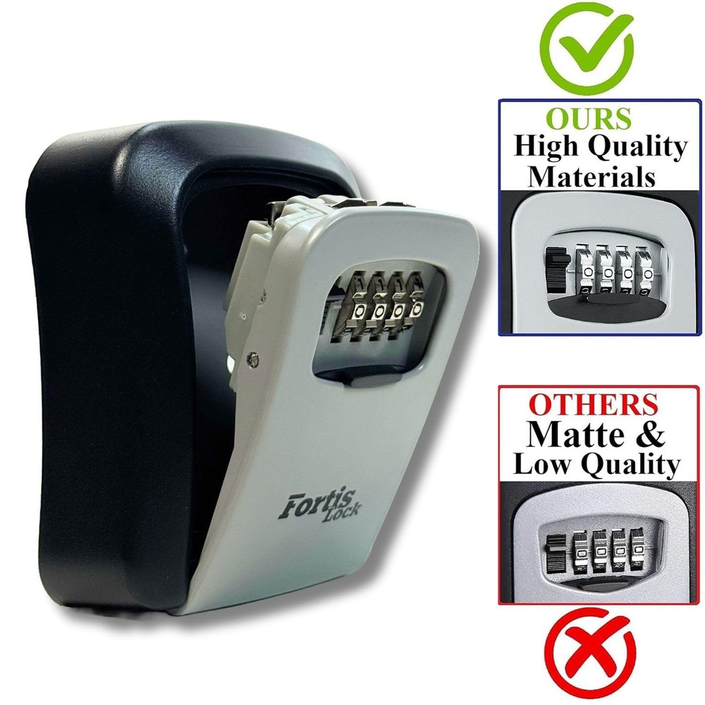 Lock Box for Keys with Code, Wall Mount Key Lock Box Combination, 4Digit Rese...