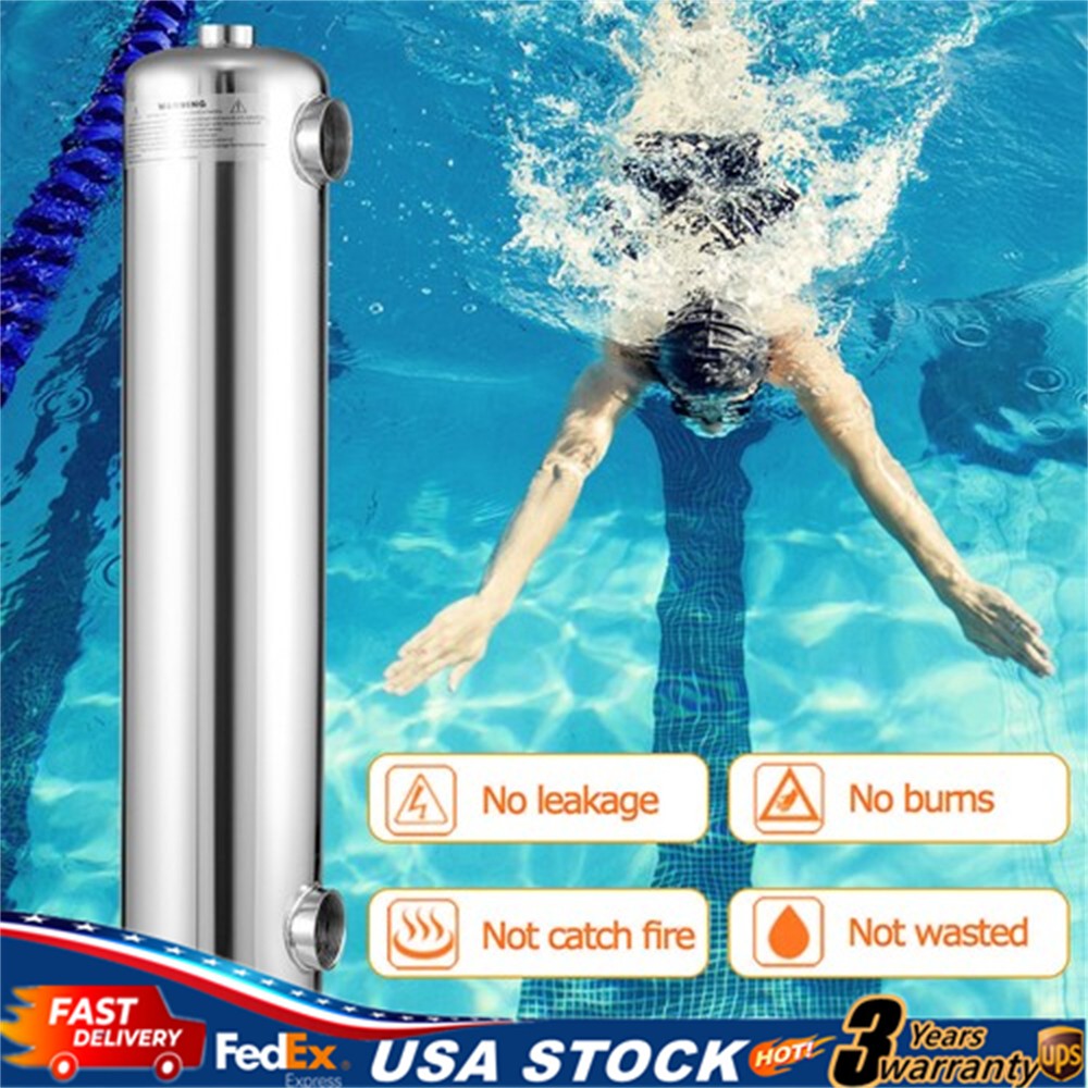 Swimming Pool Heat Exchanger 200 kBtu/hour 1"+1 1/2" FPT 304 Stainless Steel USA