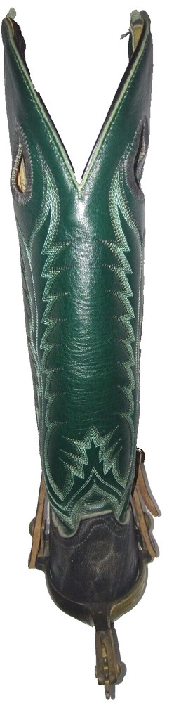 Tony Lama Green Black Size 7D W/Brass Spurs Nice:)