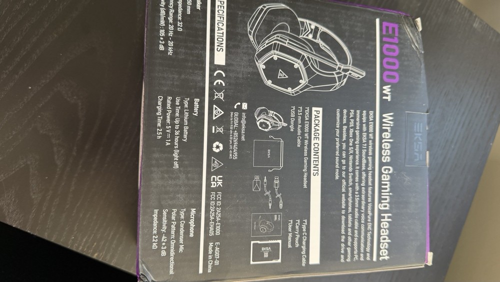 EKSA E100WT Wireless Gaming Headset for PS5/PS4/XBOX One/Nintendo Switch Black