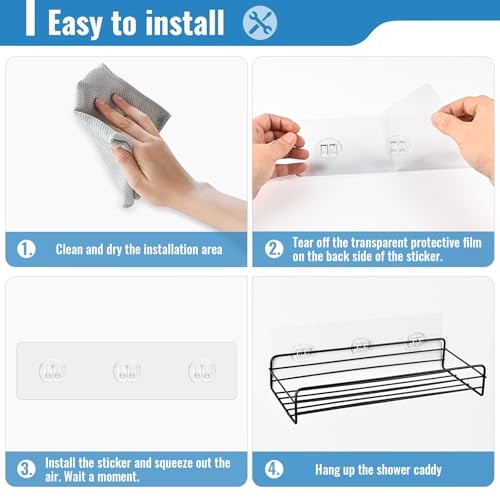 15 Pack Shower Caddy Adhesive Replacement - Strong No Drilling Shower Shelf