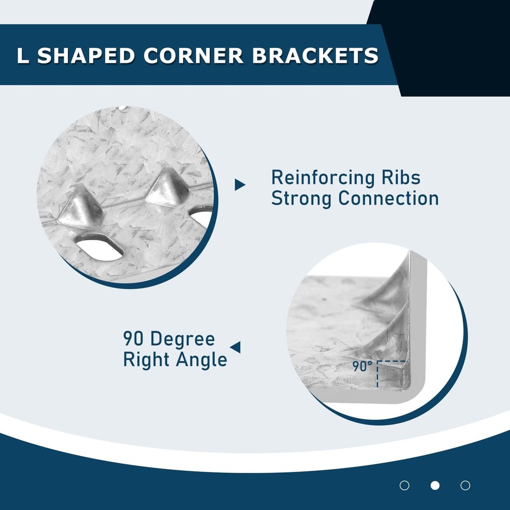 6 Pack Corner Bracket Heavy Duty L Brackets for Wood HDG Angle Brackets Versa...