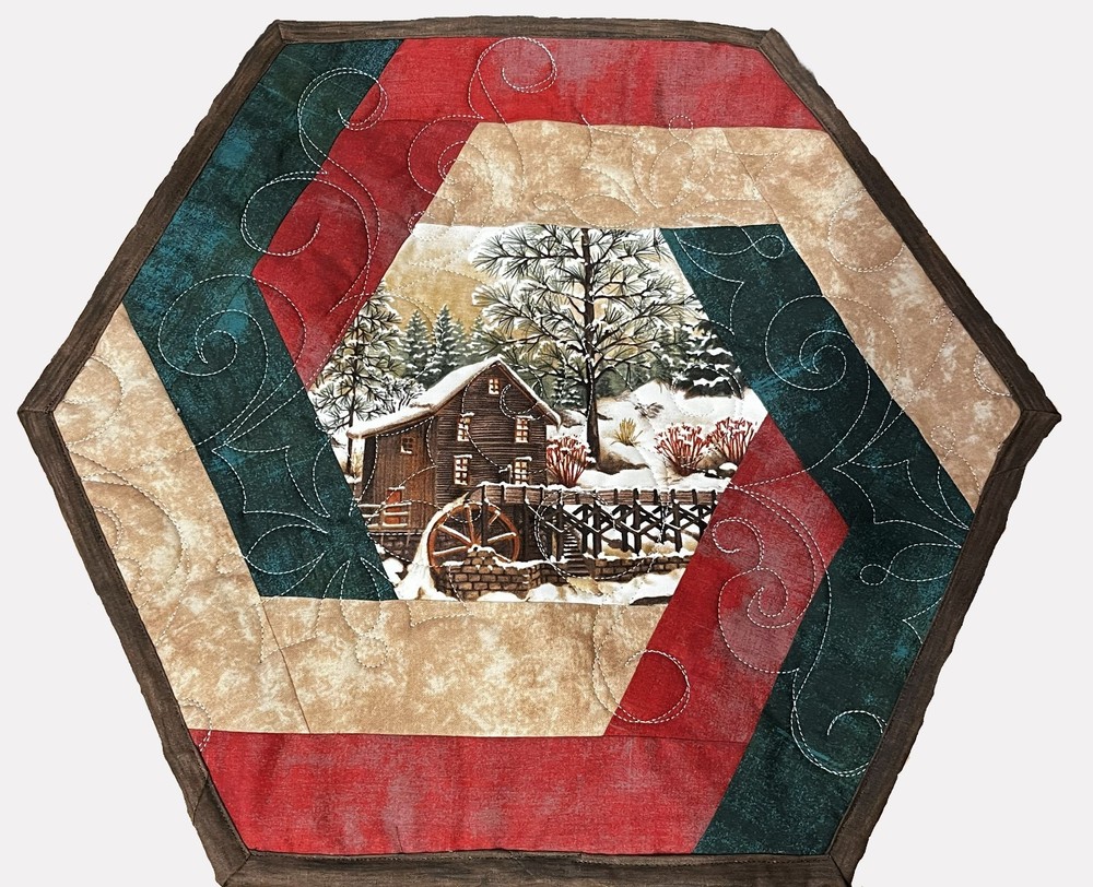 January Winter Watermill Quilted Table Topper