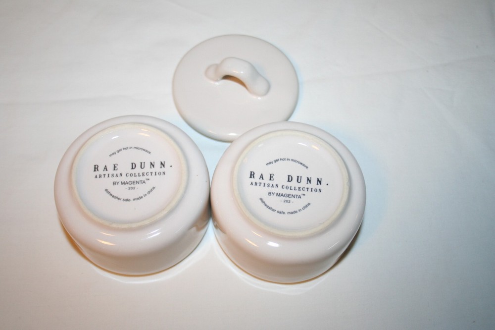 White Rae Dunn Artisan Collection Stackable Salt & Pepper Cellars #202