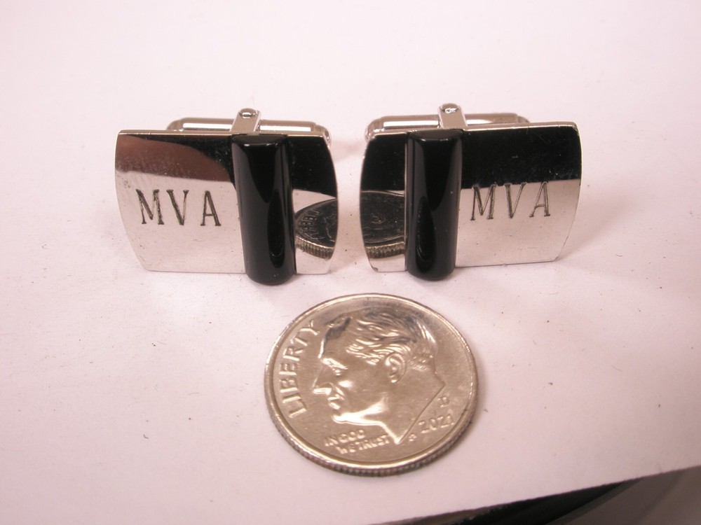 MVA Monogram STERLING SILVER Initial Letter Vintage Cuff Links