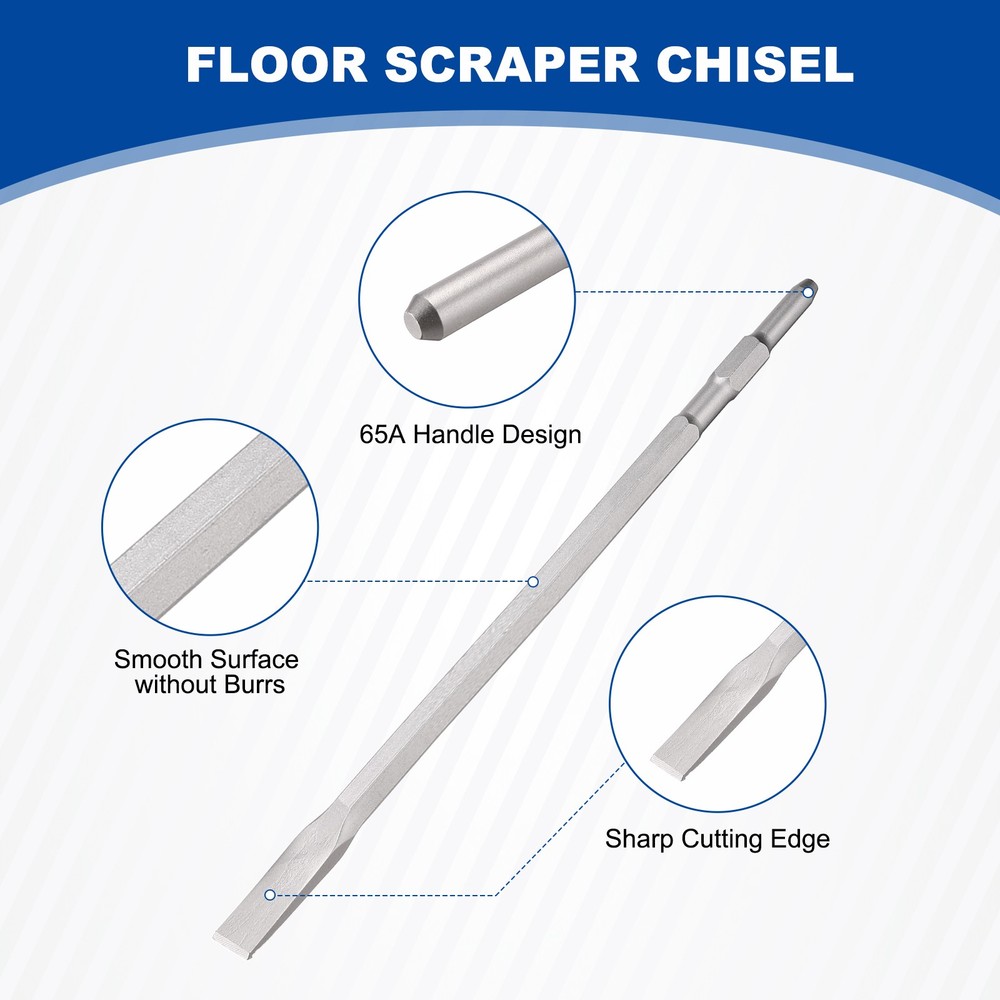 Floor Scraper Chisel Hex Shank Steel Digging Flat Shovel Chisel Width 21mm