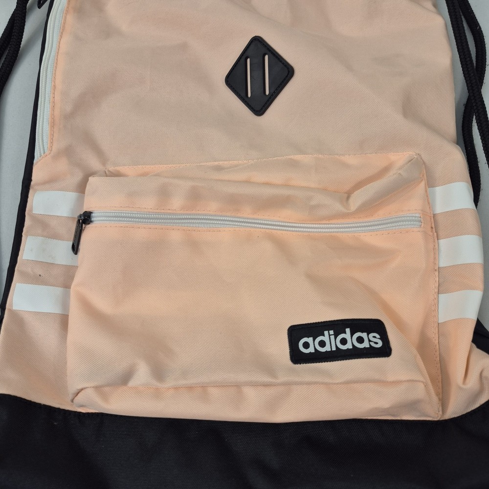 Adidas Peach Black Drawstring Sackpack Backpack Gym Bag