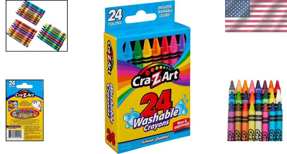 Durable 24 Count Washable Crayons - Smooth Application for Young Artists