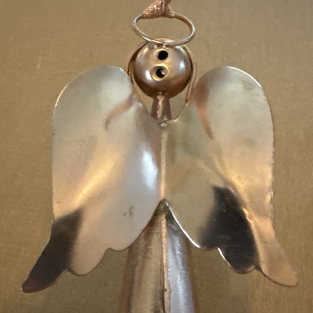 Copper Embossed Angel Bell Ornament 10"
