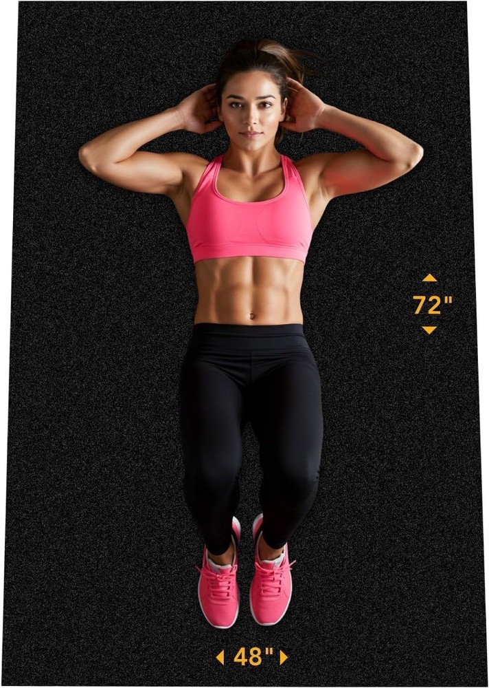 Multi-Purpose 72" x 48" Rubber Exercise Mat - Non-Slip, Water-Resistant Surface