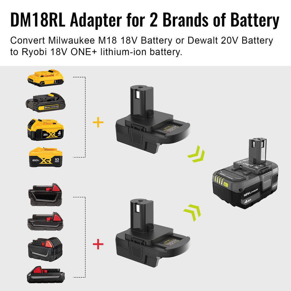 3pack,DM18RL Adapter Compatible with Ryobi 18V Tools Replacement for 18V Battery