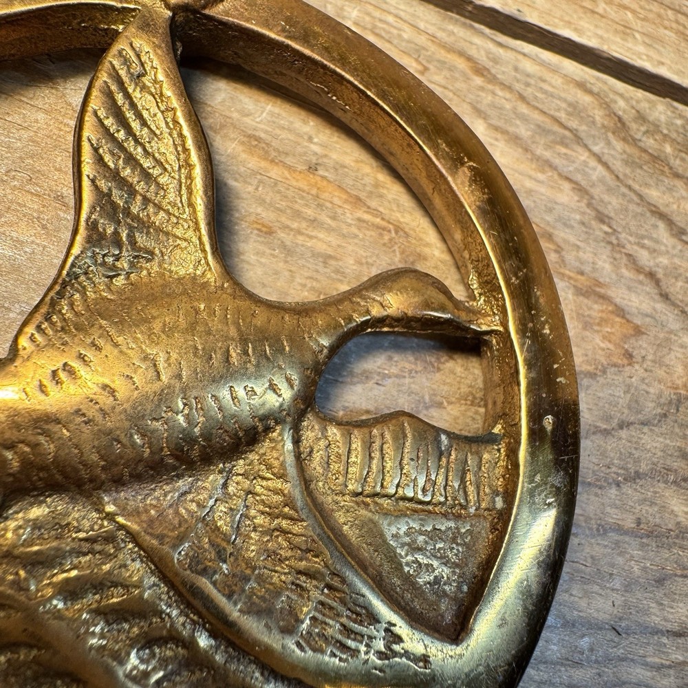 Brass Duck Flying Chimney Flue Damper Handle Pull Fireplace Hook Heavy
