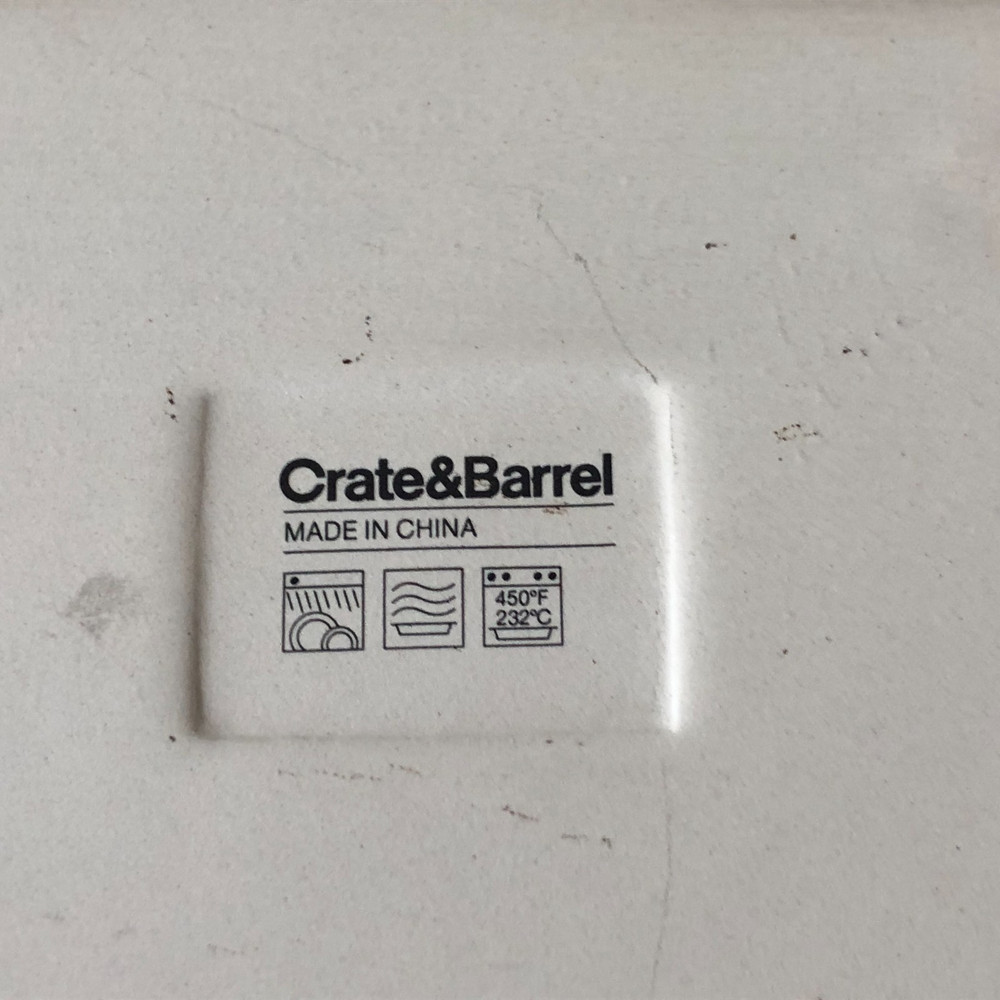 Crate & Barrel Baking Casserole Serving Dish Set of 2 White Rectangular Handles