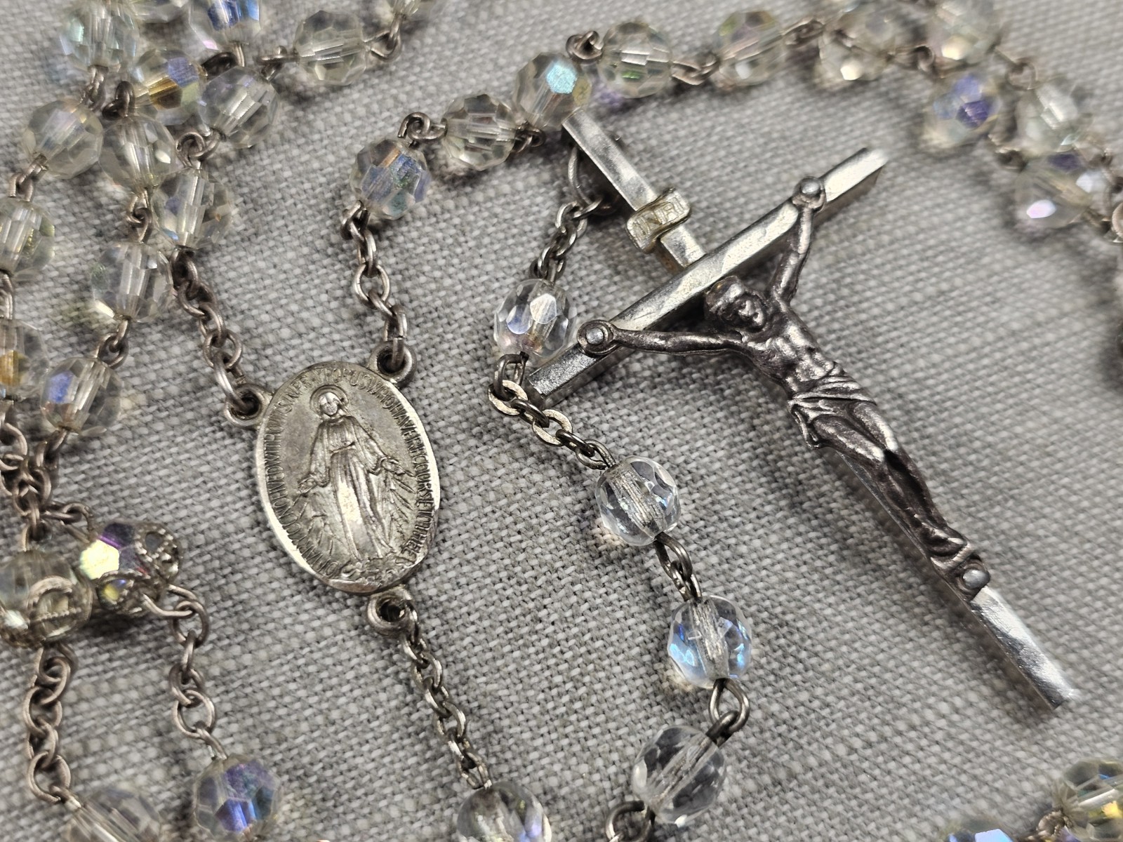 Beautiful Rosary Vintage Crystal Glass Beads Christian Religious Gift C87