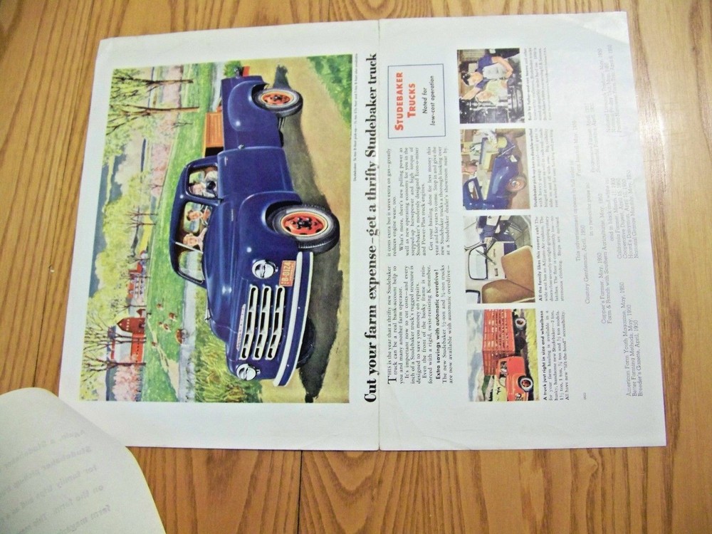 TWO VINTAGE STUDEBAKER TRUCK ADS - ORIGINAL