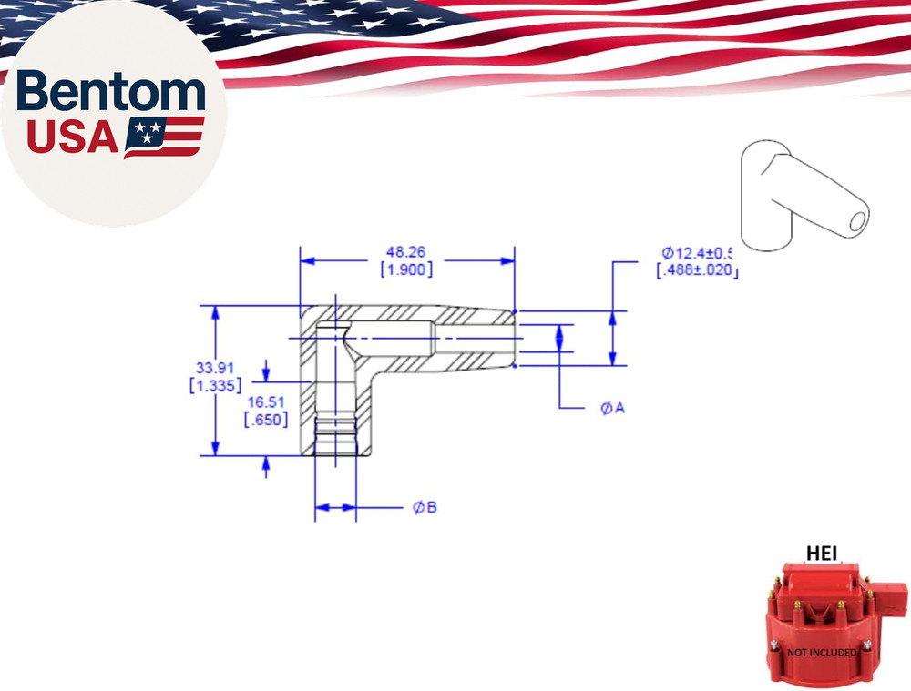10 Set HEI Style Spark Plug Boot Terminal Kit Distributor Ignition Boot 90 Degre