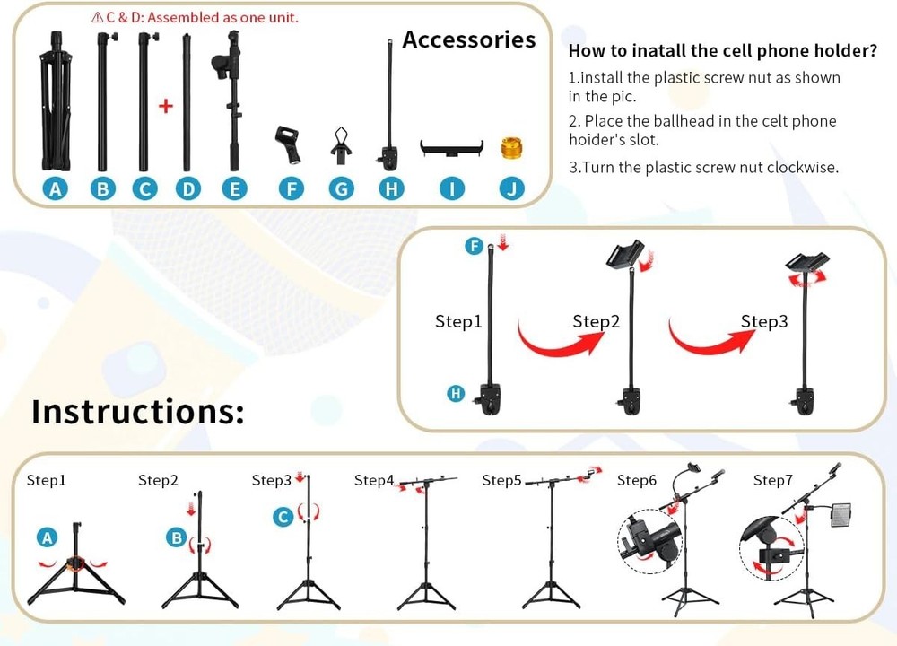 All-in-One Microphone & Device Floor Stand for Streaming & Recording