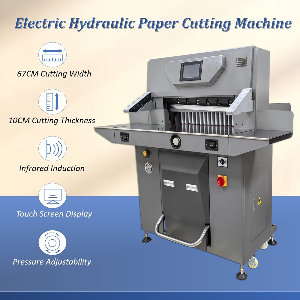 26.4in Programmable Control Electric Hydraulic Paper Cutter Cutting Machine 220V