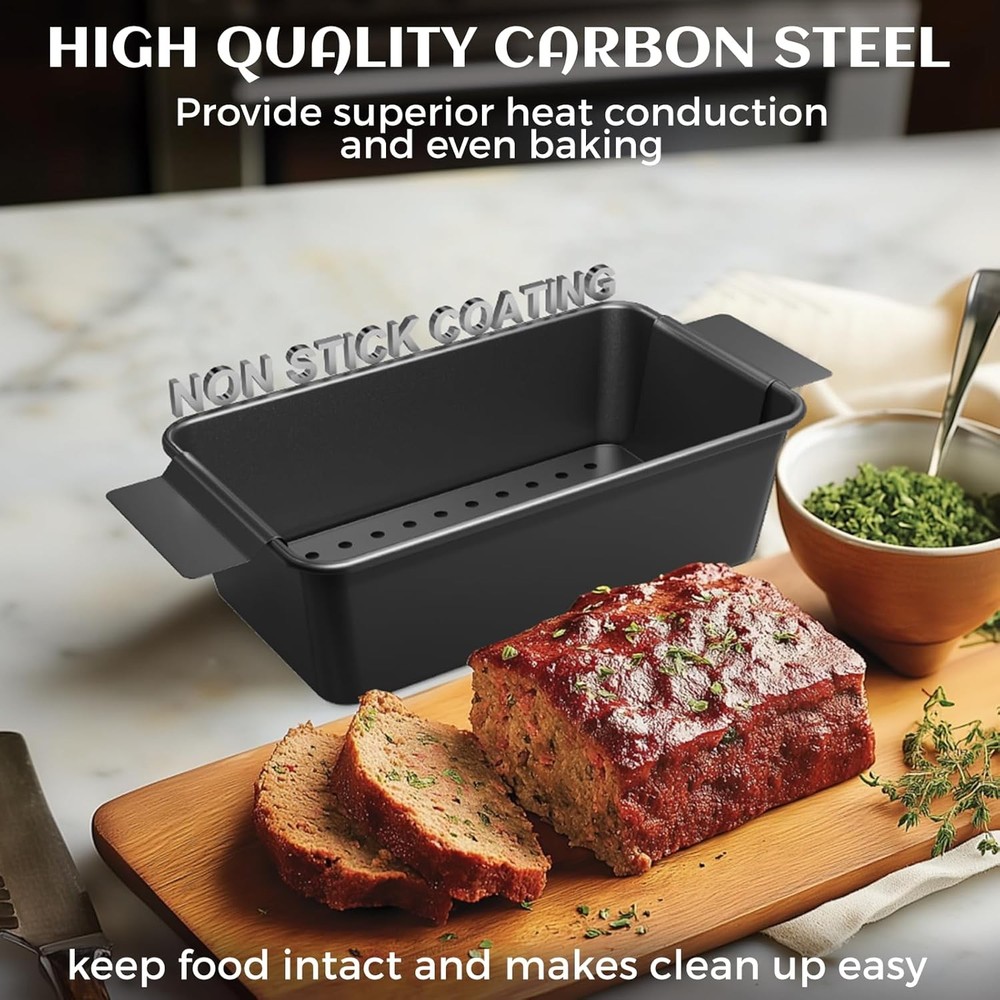 Baking Bread Meatloaf Pan Nonstick with Drip Tray 2 Pack