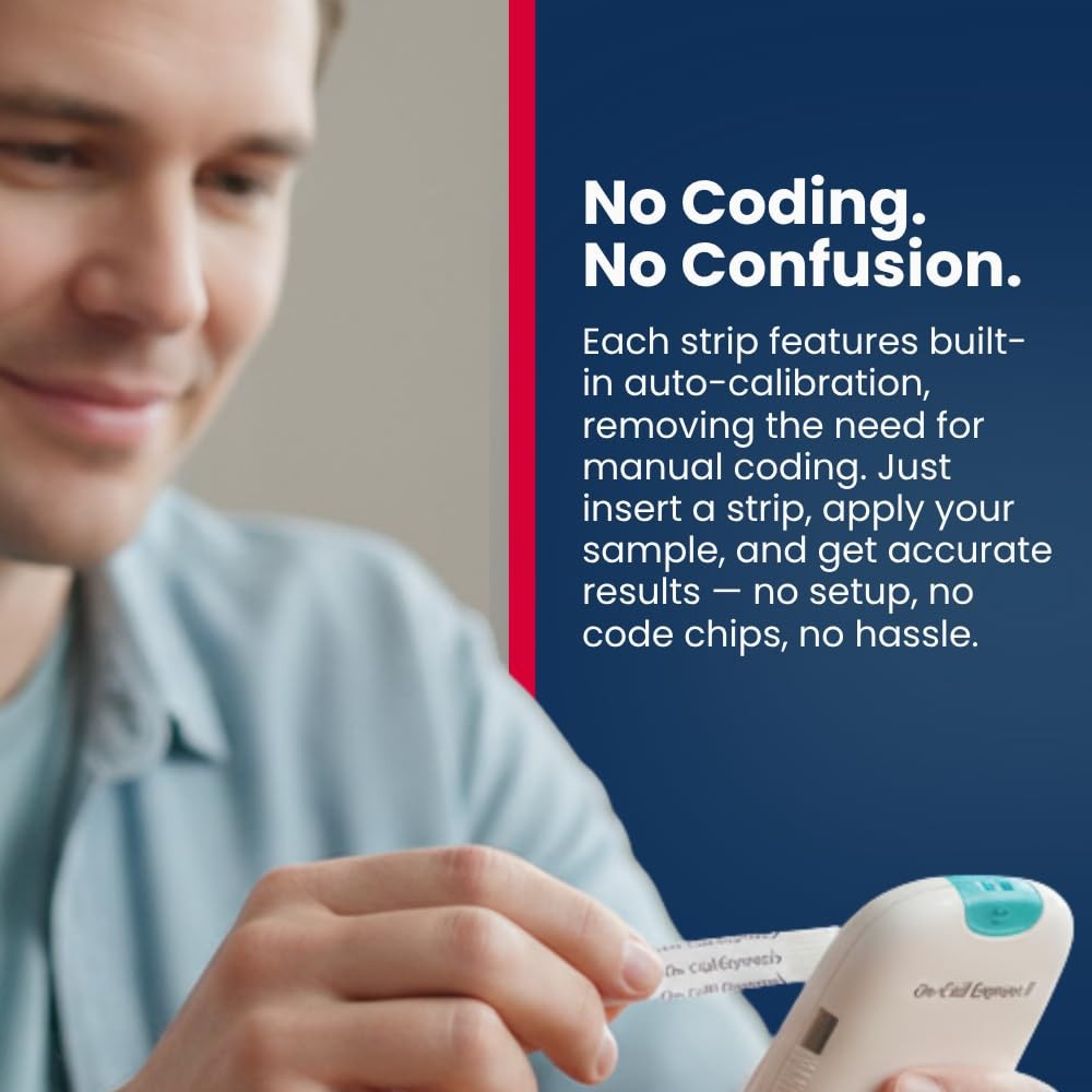 Blood Glucose Test Strips 50 Count No Coding Needed Quick Read Accurate Testing