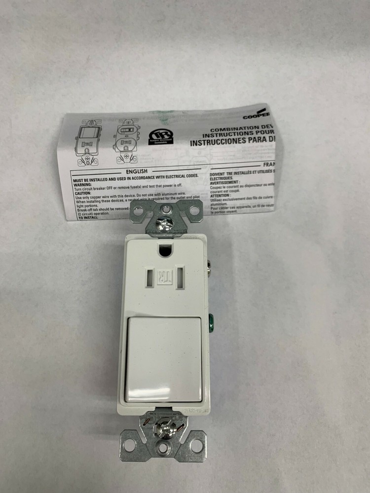 Cooper Wiring Devices TR7730W Single Pole Switch & Grounding Receptacle