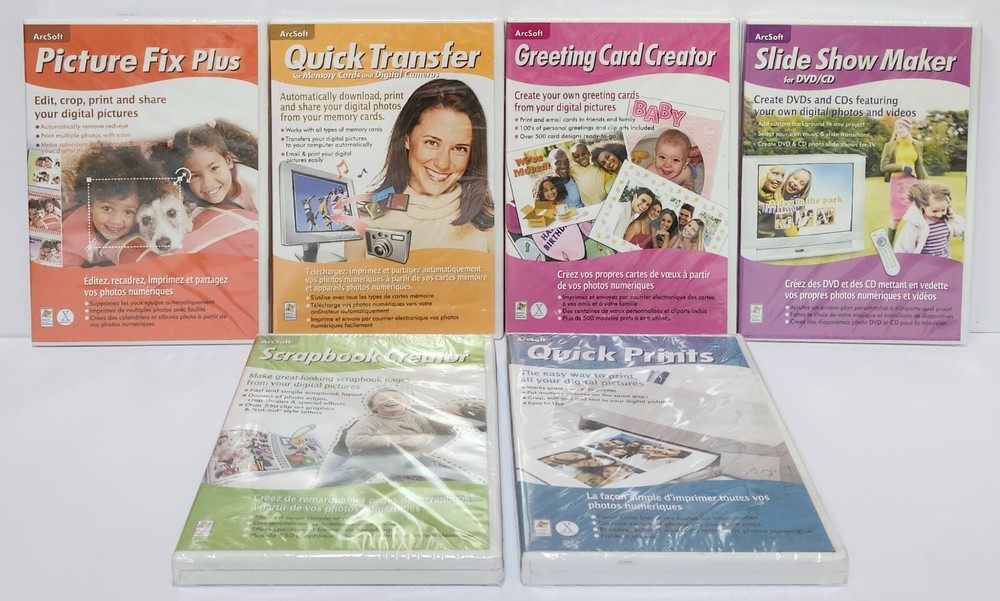 ArcSoft Slide Show Maker, Greeting Card Creator, Picture Fix Plus Bundle Sealed