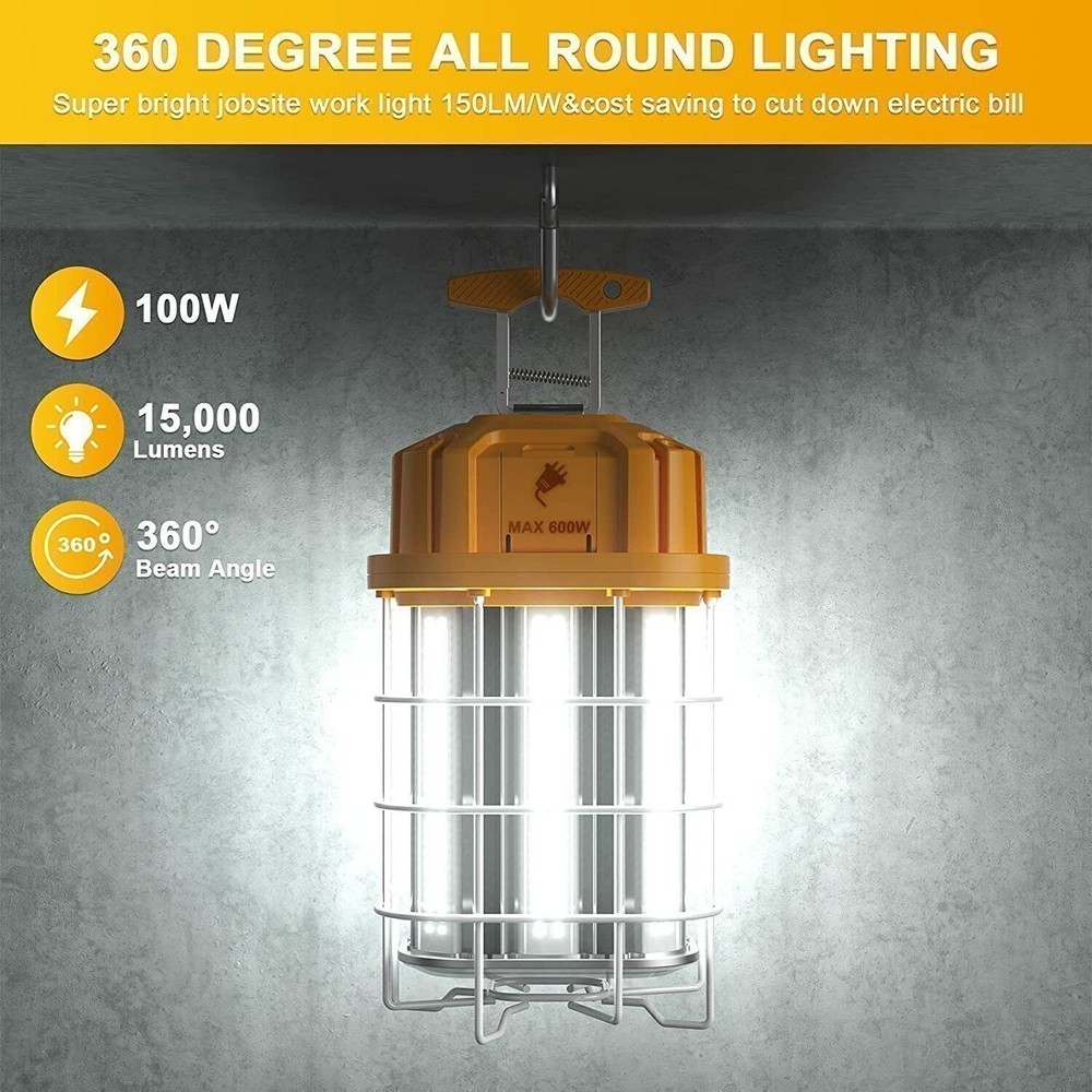 100W LED Temporary Work Light Construction Linkable Jobsite Lighting 5000K ETL