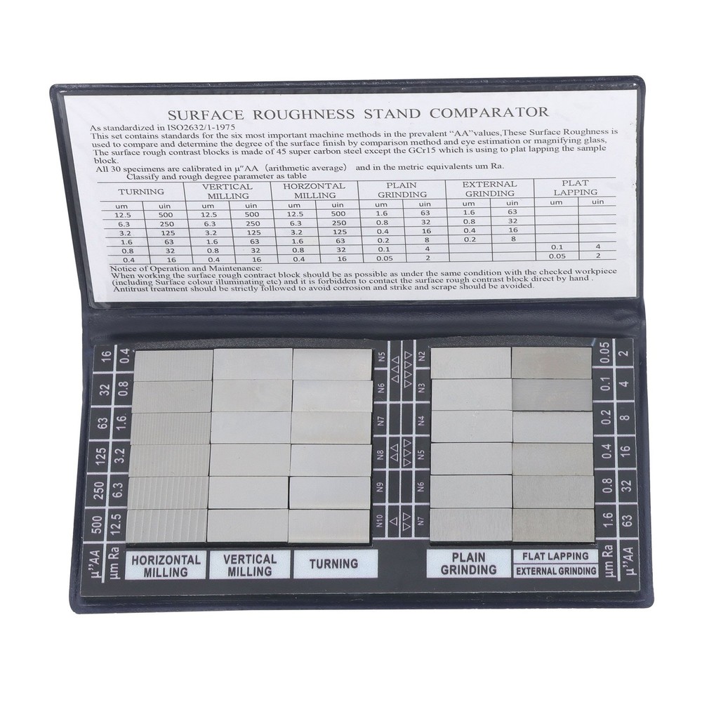 30Pcs Surface Roughness Comparator measure six processing methods Ra0.05-12.5mm