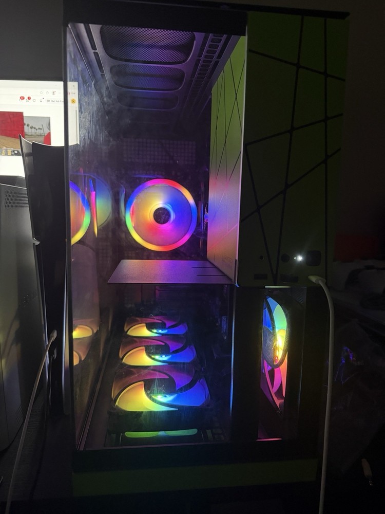 Skytech Gaming RGB Tower Desktop PC Glass Side Panel Black/Green