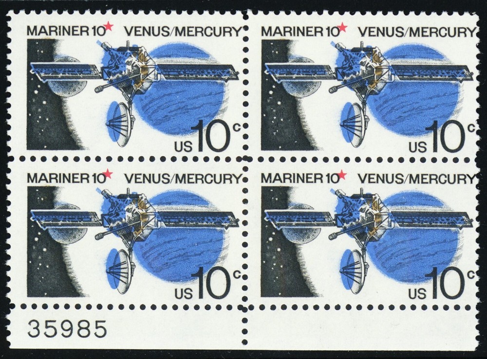 1557, MNH 10¢ - Color Shift Error Block - Space Stamp - Stuart Katz