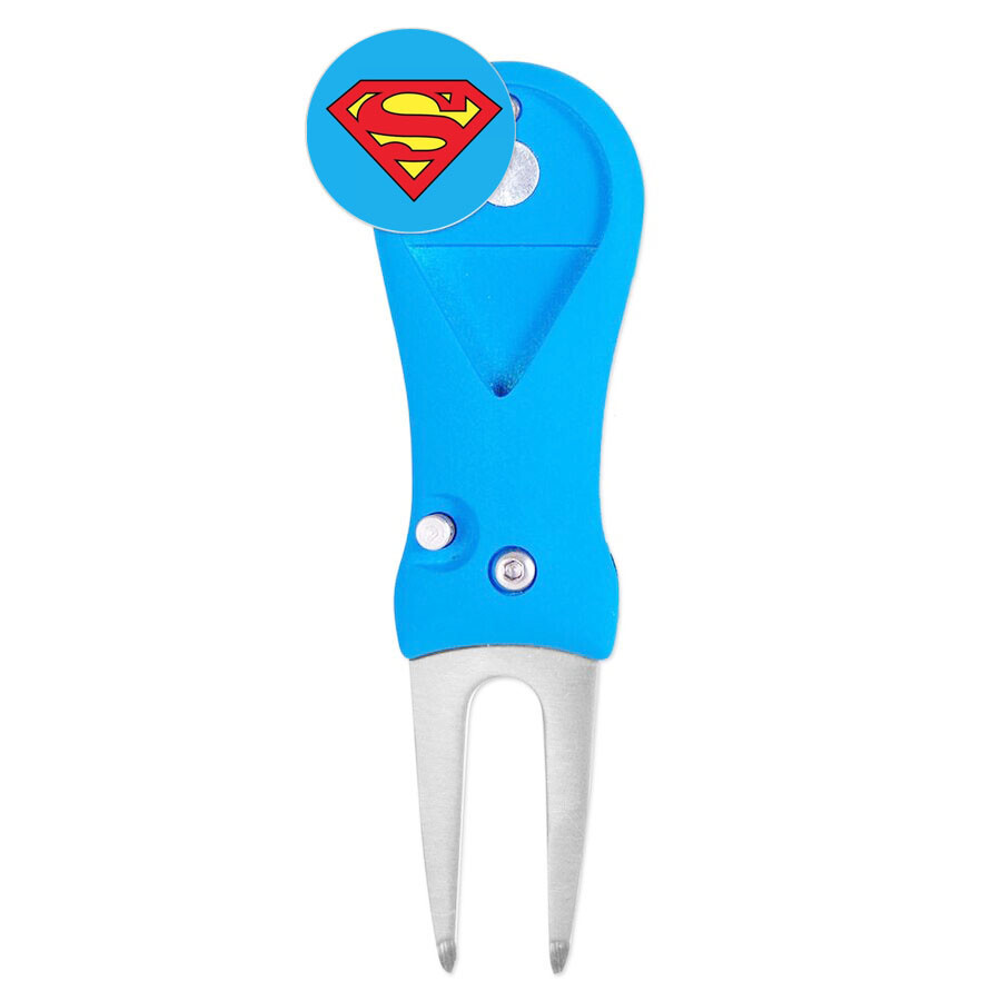 Superman DC Comics Golf Ball Marker + Blue Switchblade Divot Tool