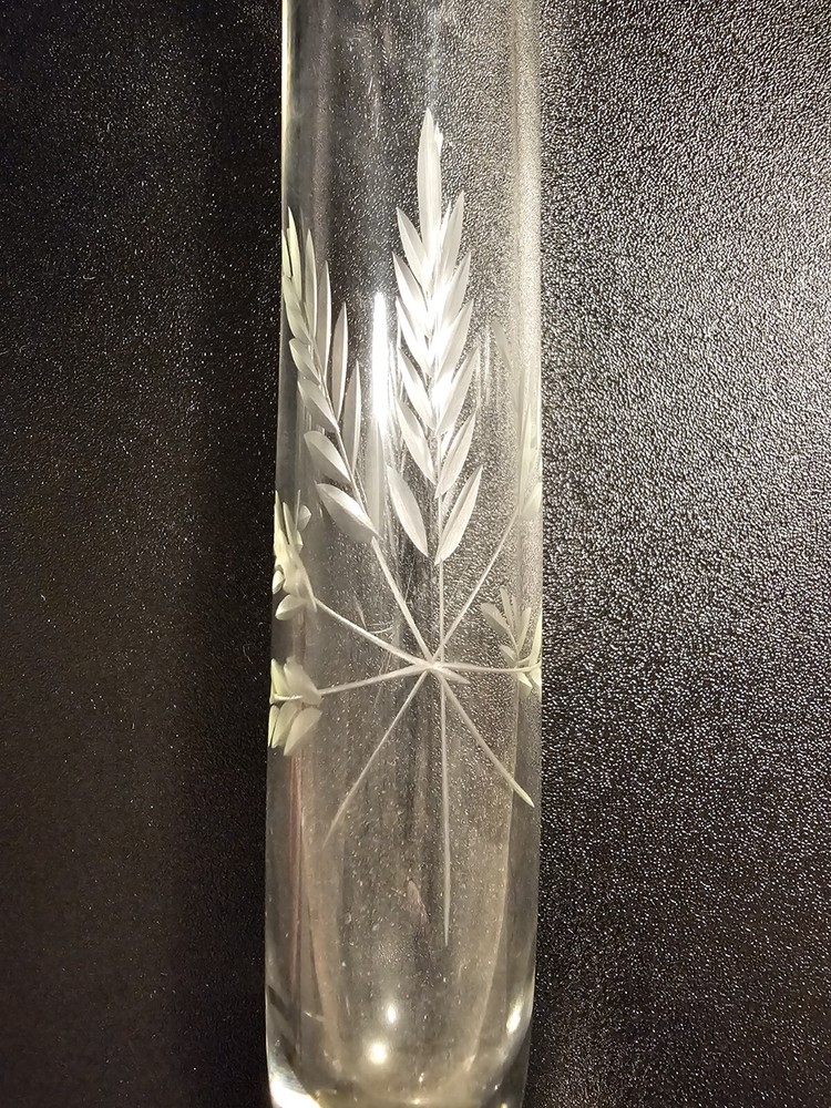 7.25” Etched Crystal Bud Vase with pewter Base by Web