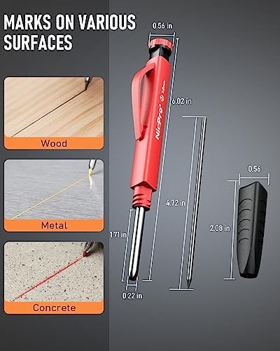 3 Pack Carpenter Pencil Set with Sharpener & Finger Grip, Mechanical 3 PACK