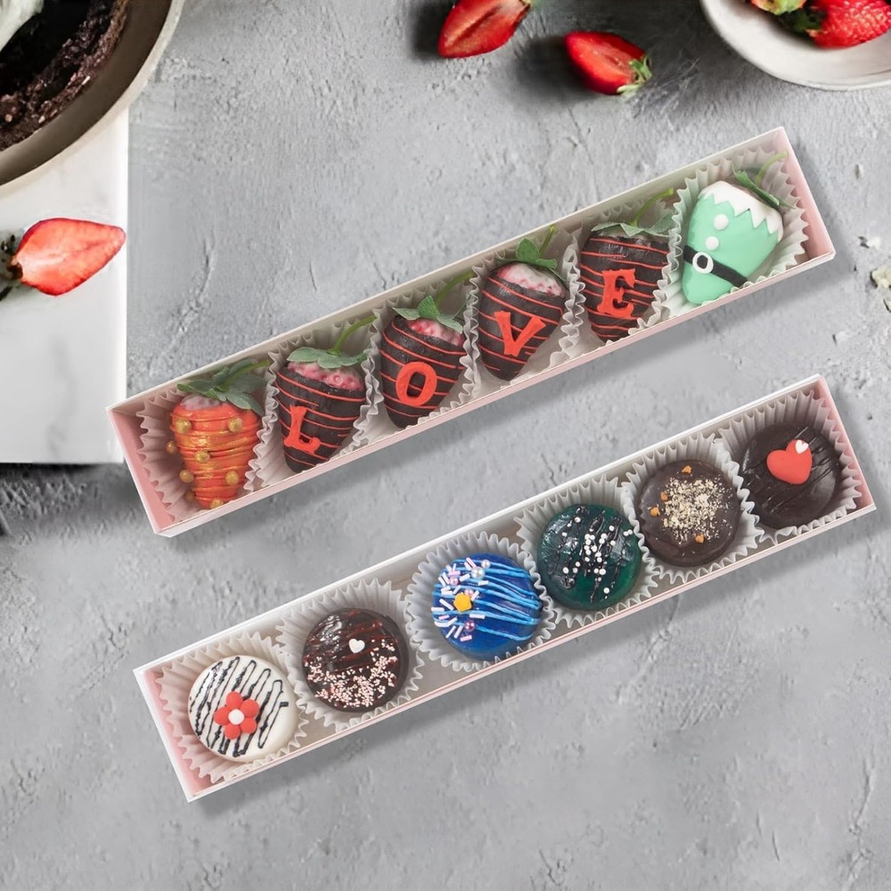 Romantic Baking 50 Pack Long Chocolate Covered Strawberry Macaron Truffle Coc...